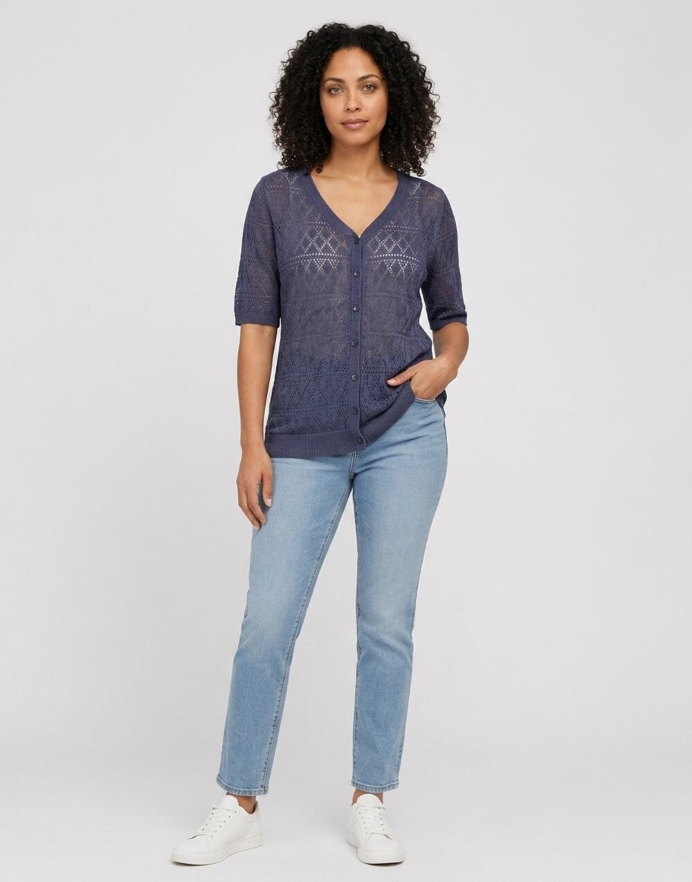Talbots Blue Textured Cardigan Lightweight Sweater Women Plus Size 1X